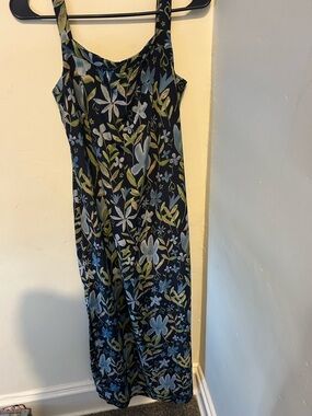 Rampage Navy Floral Sleeveless Jumpsuit with Blue & Green Print